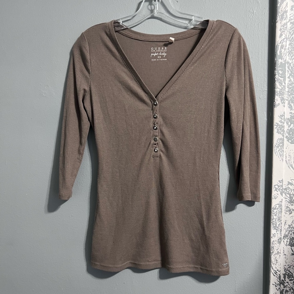 Guess Y2K Bella Swan lurex light weight shirt with five cute buttons